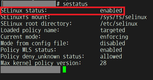 SElinux status enabled